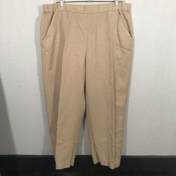 Eileen Fisher Pull-On Khaki Tencel Ankle Pants - Picture 2 of 5